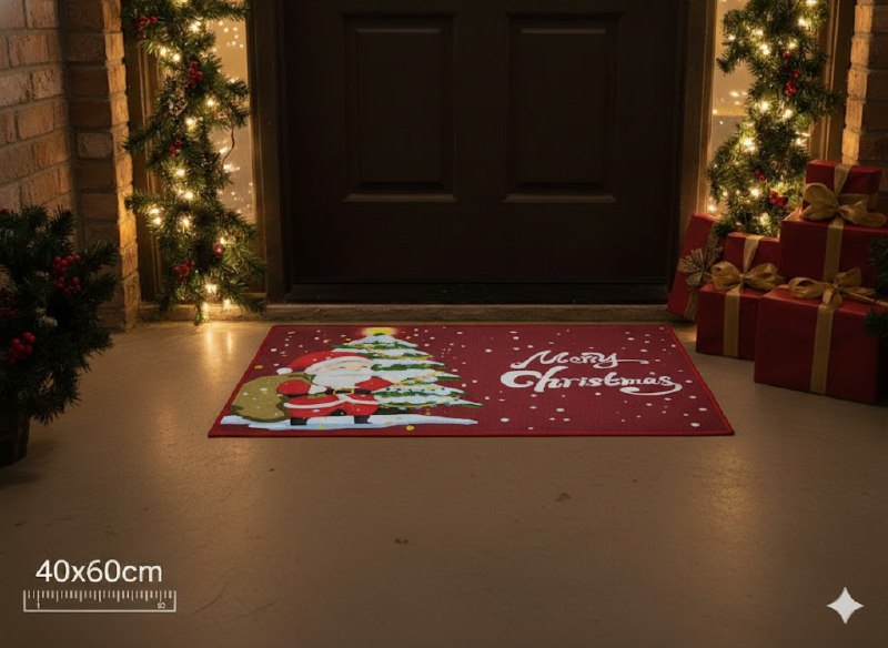 ALFOMBRAS DECORATIVAS NAVIDEÑAS PARA PISO ELEGANTES Y FESTIVAS 40X60CM, CREAN UNA ATMOSFERA MAGICA EN TU ENTRADA, COCINA O PASILLO BENELI HOME 8 ESTILOS