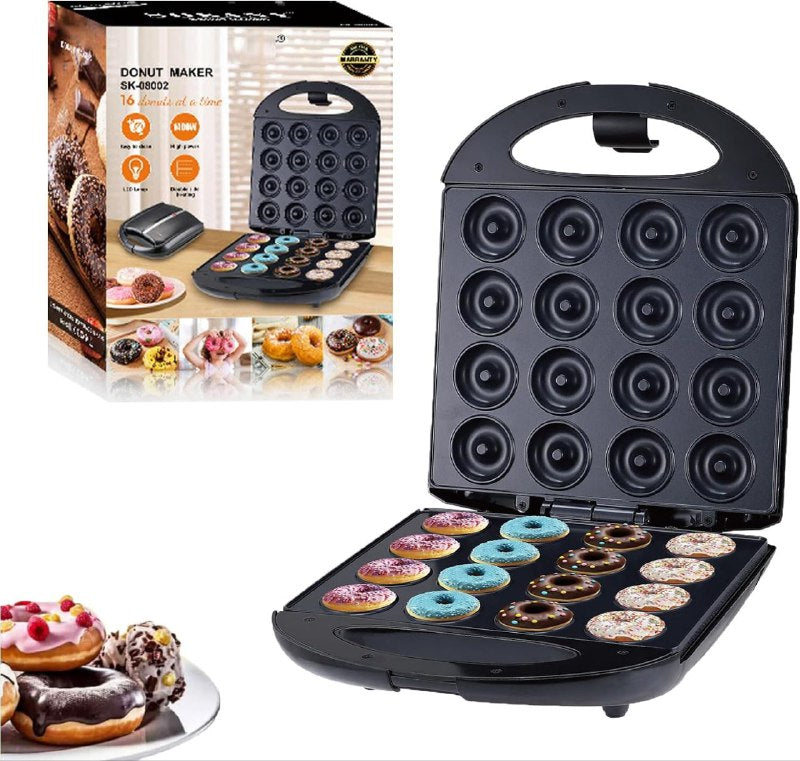 MAQUINA DE MINI DONAS, CAPACIDAD DE 16 DONAS A LA VEZ, POTENCIA DE 1400W, ALTO VOLTAJE, FACIL DE LIMPIAR, CALEFACCION DOBLE CARA SOKANY SK-08002