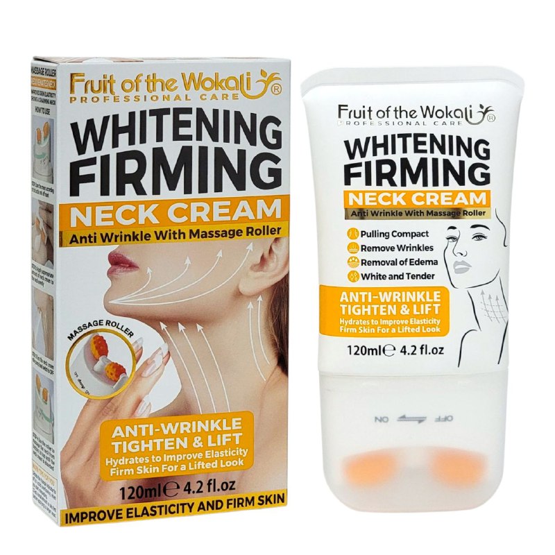 CREMA PARA EL CUELLO CON VITAMINA C, TENSA Y LEVANTA LA PIEL DEL CUELLO, LINEA DEL CUELLO ANTIARRUGAS, BLANQUEADORA Y REAFIRMANTE FRUIT OF THE WOKALI 120ML