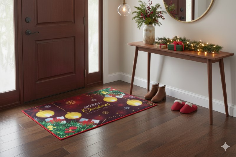 ALFOMBRAS DECORATIVAS NAVIDEÑAS PARA PISO ELEGANTES Y FESTIVAS 50X80CM, CREAN UNA ATMOSFERA MAGICA EN TU ENTRADA, COCINA O PASILLO BENELI HOME 6 ESTILOS