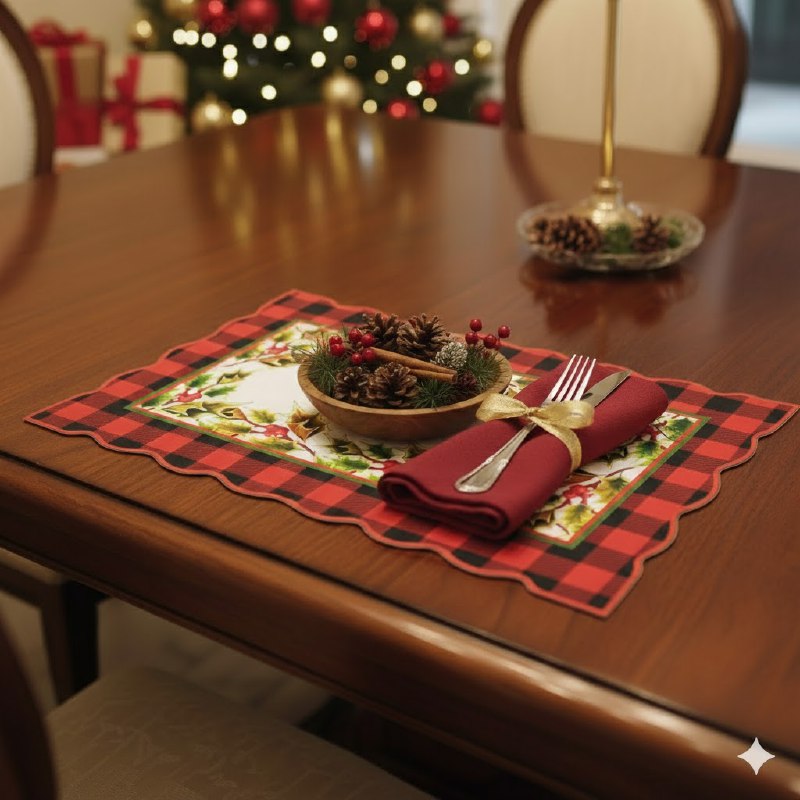 MANTEL NAVIDEÑO PARA MESA COMEDOR INDIVIDUALES FESTIVOS Y ELEGANTES, 5 ESTILOS
