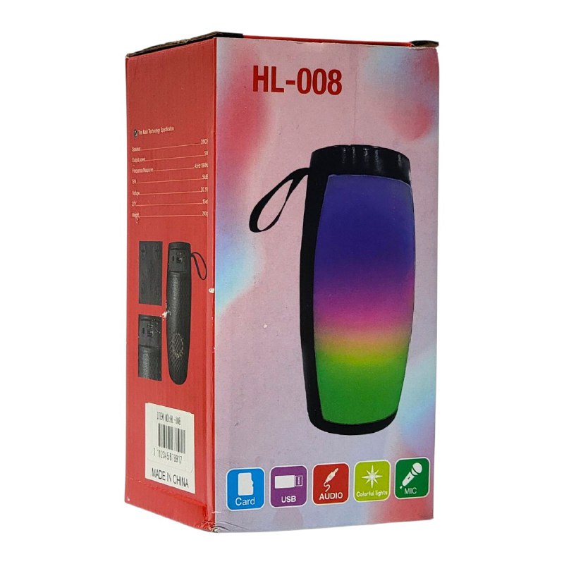 PARLANTE ALTAVOZ CON LUZ LED, BATERIA DE ALTA CAPACIDAD USB HL-008