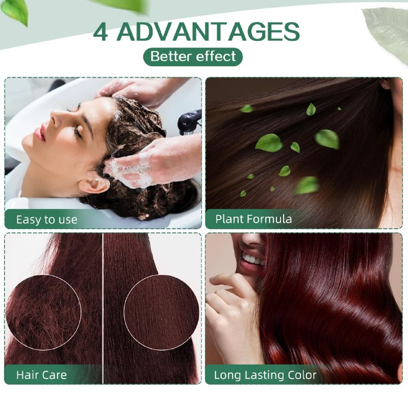 SHAMPOO TINTE PARA EL CABELLO 3 EN 1 AUGEAS COLOR ROJO VINO HERBAL HAIR 500ML