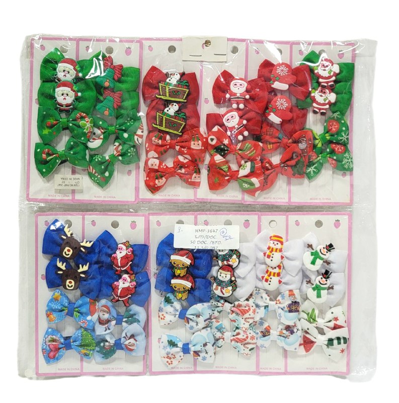 GANCHO PARA EL CABELLO NAVIDEÑOS PARA NIÑAS ELEGANTES FESTIVOS EN PAQUETE DE 48UND 4X6CM