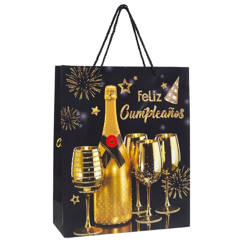 BOLSA DE REGALO DE FELIZ CUMPLEAÑOS MEDIANA 26X32X10CM