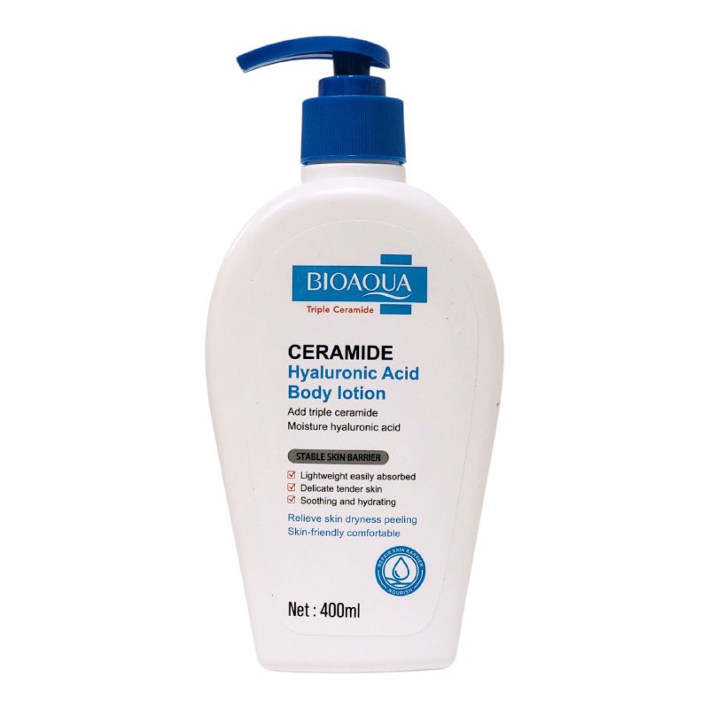 CREMA CORPORAL HIDRATANTE Y REPARADORA CON ACIDO HIALURONICO Y TRIPLE CERAMIDA BIOAQUA 400ML