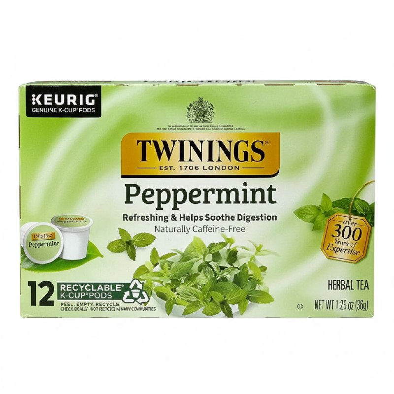 TE HERBAL DE MENTA PURA REFRESCANTE SIN CAFEINA QUE AYUDA A LA DIGESTION EN CAPSULAS TWININGS 12UND