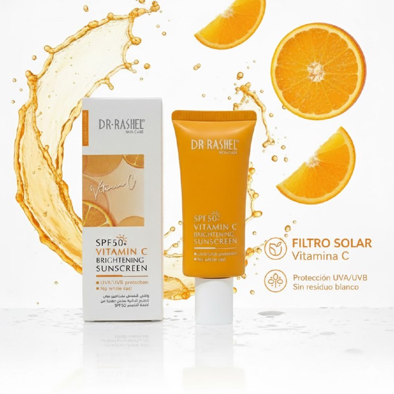 PROTECTOR SOLAR EN CREMA HIDRATANTE CON VITAMINA C 50G, SPF50 DEFINITIVA QUE COMBINA TRATAMIENTO, HIDRATACION Y PROTECCION SOLAR AVANZADA DEJANDO LA PIEL SUAVE DR RASHEL