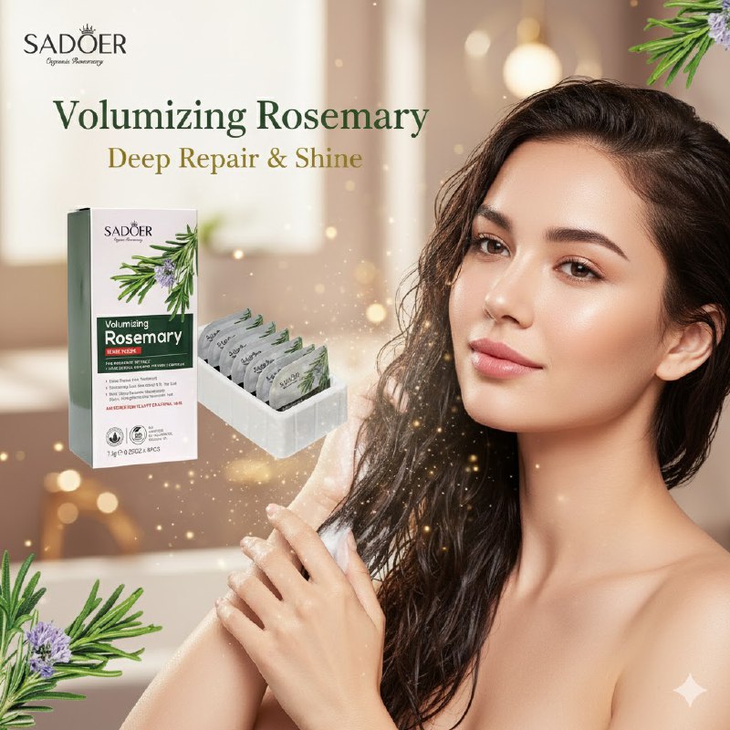 MASCARILLA PARA EL CABELLO DE EXTRACTO DE ROMERO Y ACIDO HIALURONICO SADOER 7.5GX8UND