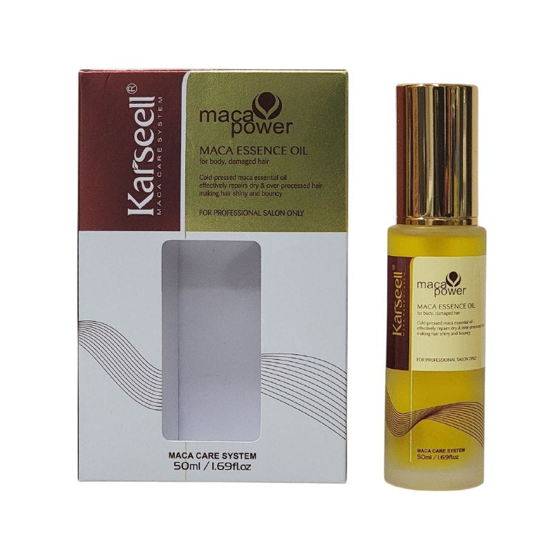 ACEITE PARA EL CABELLO 100 ML ,GOTAS KARSEELL DE REPARACION PROFUNDA DEL CABELLO SECO Y DAÑADO, HIDRATA Y NUTRE ESENCIAL DE MACA 50ML