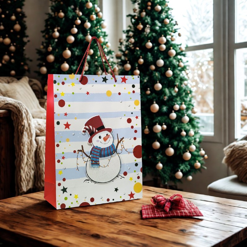 BOLSA DE REGALO NAVIDEÑA MEDIANA 32X26X10CM
