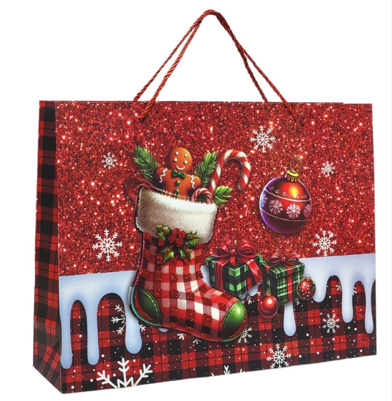 BOLSA DE REGALO NAVIDEÑA LARGA HORIZONTAL 39X30X11CM