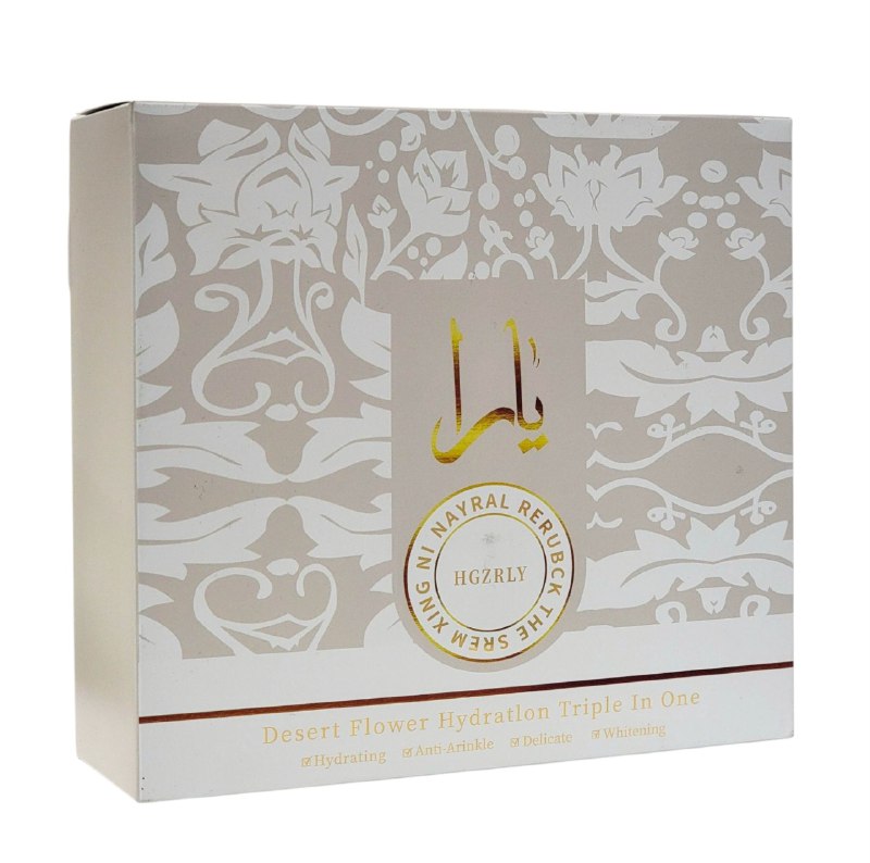 CREMA FACIAL EN SET DE CUIDADO FACIAL, HIDRATACION TRIPLE EN UNO FLOR DEL DESIERTO ANTIARRUGAS Y BLANQUEADOR, TONICO 100ML, LECHE ESENCIAL 100ML, CREMA FACIAL 50G HGZRLY DUPE DE LATTAFA YARA MOI