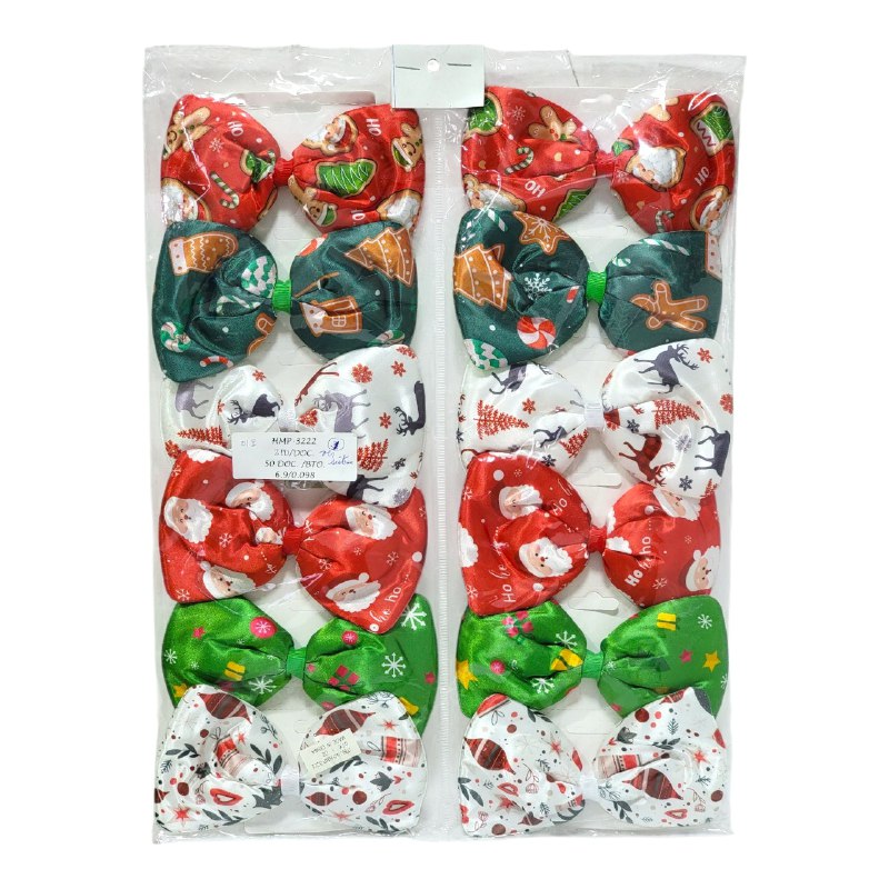 GANCHO PARA EL CABELLO DE MOÑO NAVIDEÑO EN PAQUETE DE 12UND 8.5X15CM