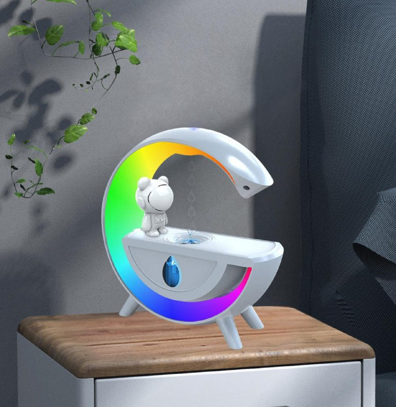 LAMPARA LED INTELIGENTE FORMA DE G HUMIFICADORA ANTIGRAVEDAD MULTIFUNCIONAL, CON PARLANTE DE MUSICA AMBIENTE T00K8