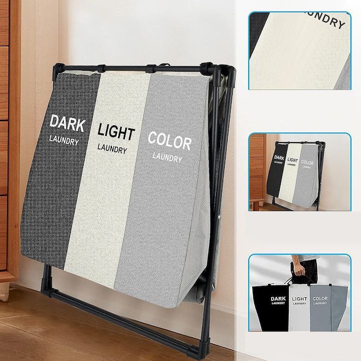 ORGANIZADOR DE ROPA DE LAVAR, CESTA DE LAVANDERIA DESMONTABLE DE 3 COMPARTIMIENTOS DETACHABLE LAUNDRY BASKET