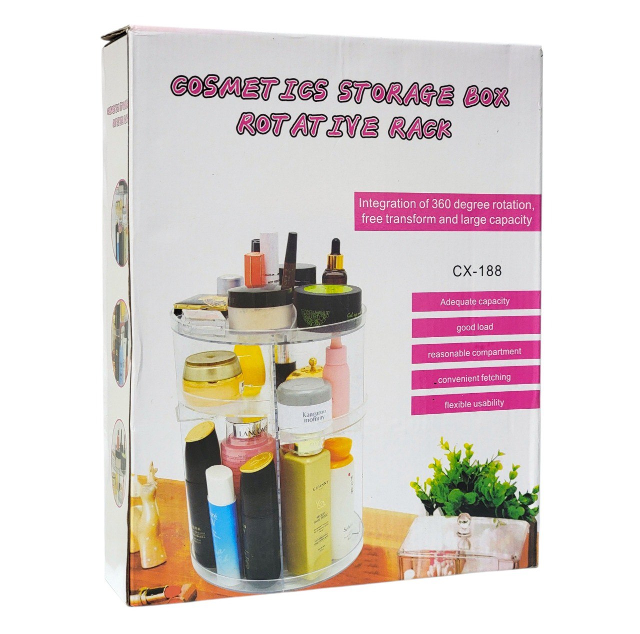 ORGANIZADOR DE MAQUILLAJE TIPO ESTANTE GIRATORIO 24CMX 30CM