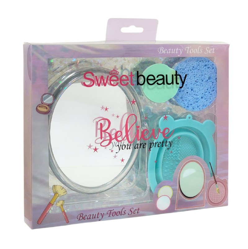 SET DE CUIDADO PERSONAL Y ACCESORIOS DE MAQUILLAJE 4PCS SWEET BEAUTY