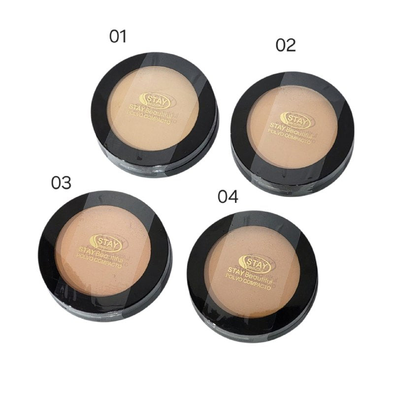 POLVO DE MAQUILLAJE DUPE DE MAC, COMPACTO DELICADO STAY BEAUTIFUL 11G, 4 TONOS