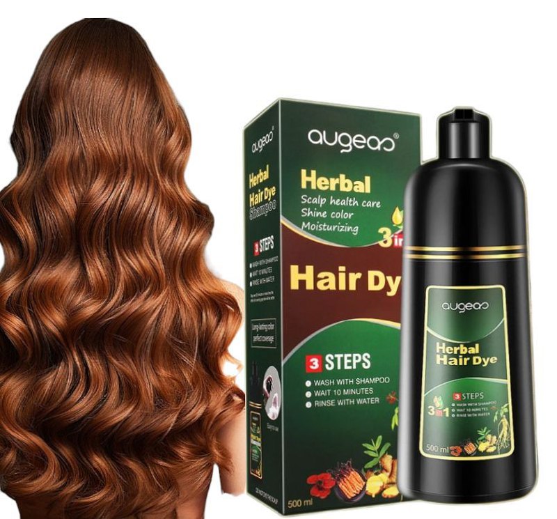 SHAMPOO TINTE PARA EL CABELLO 3 EN 1 AUGEAS HERBAL HAIR CHESTNUT BROWN 500ML