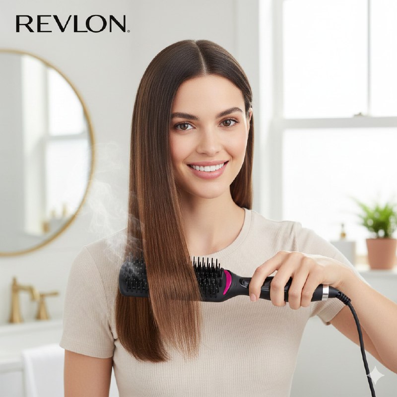 CEPILLO SECADOR DE CABELLO DE ALISADO Y BRILLO EN UN SOLO PASO SIN FRIZZ REVLON