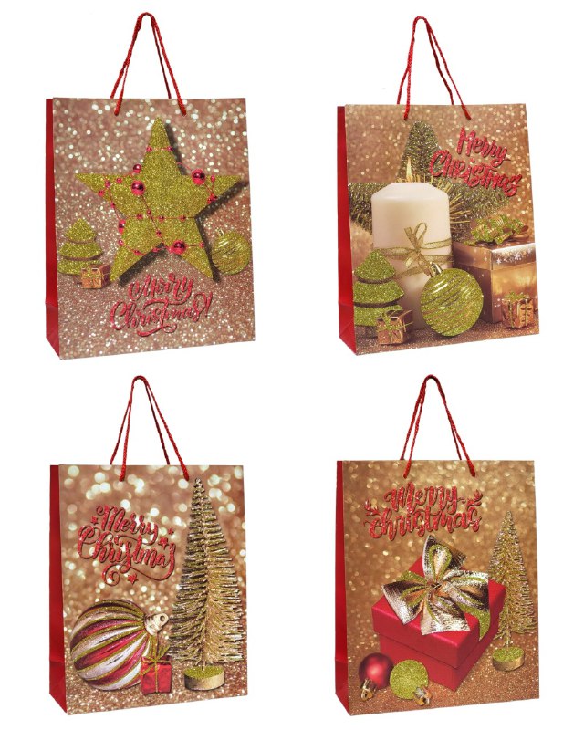 BOLSA DE REGALO NAVIDEÑA MEDIANA 32X26X10CM