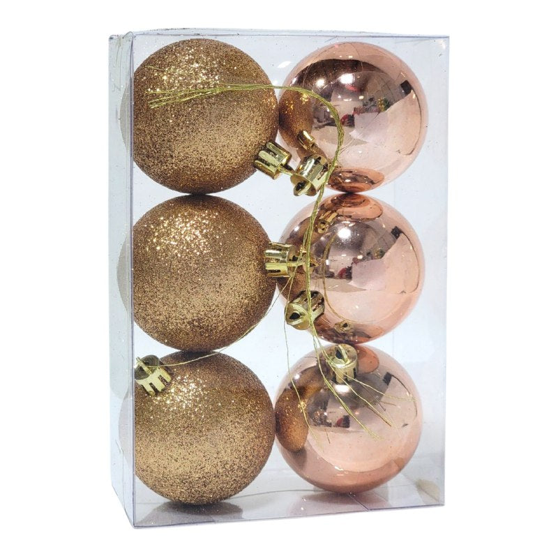 DECORACION ADORNO NAVIDEÑO PAQUETE DE 6 BOLAS DECORATIVAS, 6 CM 37X60X71 IDEALES PARA DARLE UN TOQUE UNICO A TU ARBOL DE NAVIDAD