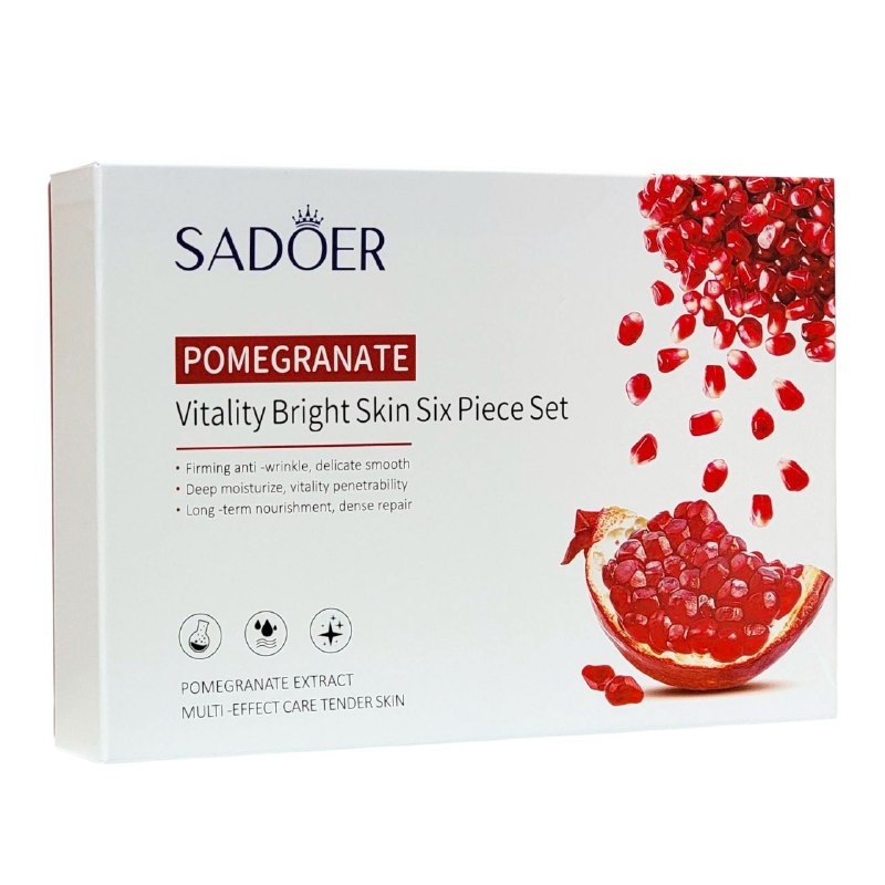 SET DE CUIDADO FACIAL DE EXTRACTO DE GRANADA DE 6 PIEZAS, EFECTO REAFIRMANTE, ANTIARRUGAS, DELICADO, SUAVE Y HIDRATANTE SADOER POMEGRANATE