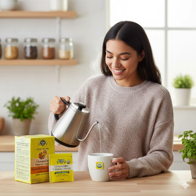 TE DE MANZANILLA CURCUMA Y JENGIBRE SIN CAFEINA CON PROPIEDADES CALMANTES Y DIGESTIVAS HERBAL 16UND