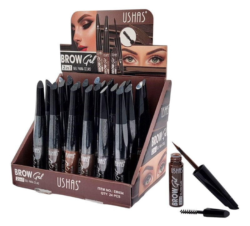 GEL PARA CEJAS 2 EN 1 CON CEPILLO, 4 TONOS DISPONIBLES USHAS 4G