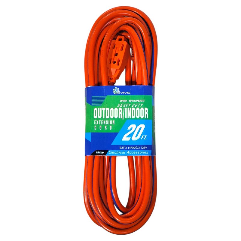 REGLETA EXTENSION CABLE DE 20 PIES, CABLE CONECTADO A TIERRA, ALTA RESISTENCIA INTERIOR O EXTERIOR, FLEXIBLE Y DURADERO VIVE