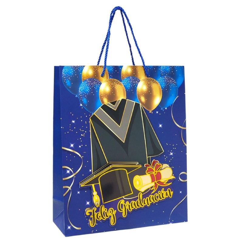 BOLSA DE REGALO DE GRADUACION MEDIANA 32X26X10CM