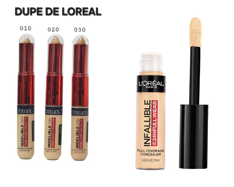 CORRECTOR CONCEALER BATUOLI 15G (DUPE LOREAL) FLUIDO LIGERO DE COBERTURA PERFECTA, DIFUMINA IMPERFECCIONES DURADERO HASTA 24H, ACABADO MATTE NATURAL