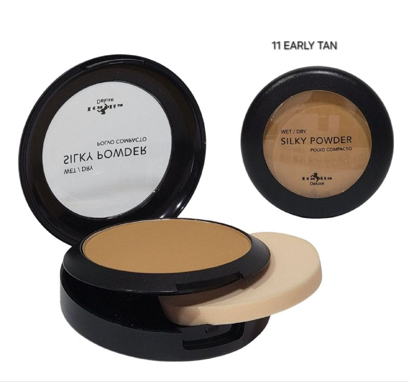 POLVO COMPACTO LIGERO, MATE, COBERTURA LIGERA A MEDIA, TONO 11 EARLY TAN ITALIA DELUXE WET/DRY SILKY POWDER 8G