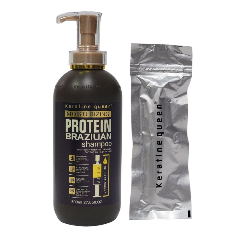 SHAMPOO DE PROTEINA BRASILEÑA CON RIQUEZA EN PROTEINAS Y ACEITE DE ARGAN KERATINE QUEEN 800ML