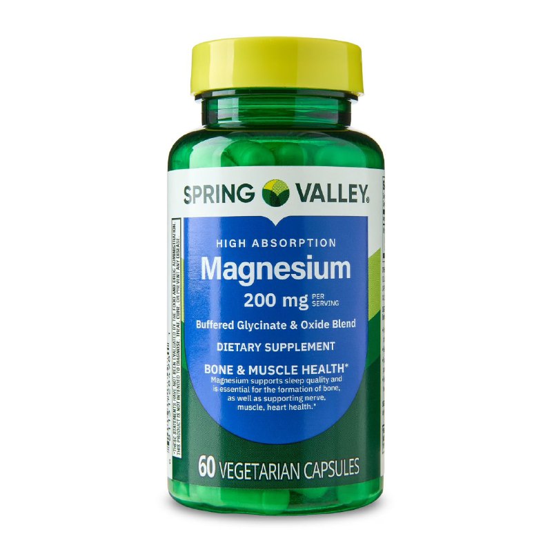 VITAMINAS EN CAPSULAS DE MAGNESIO PARA SALUD OSEA Y MUSCULAR SPRING VALLEY 60UND