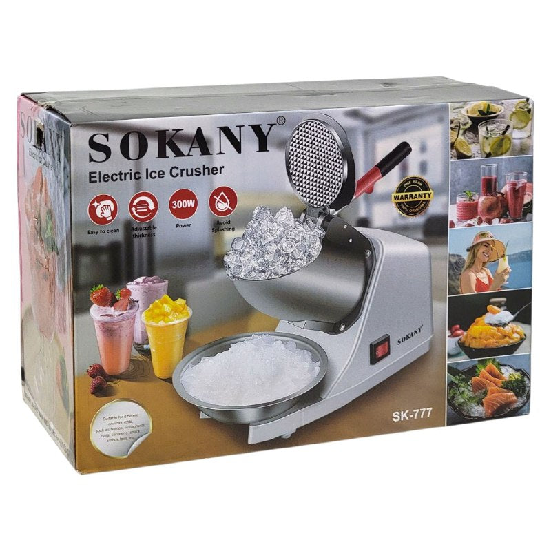 MAQUINA TRITURADORA DE HIELO ELECTRICA AJUSTABLE 300W DE FUERZA SK-777 SOKANY 220W CORRIENTE
