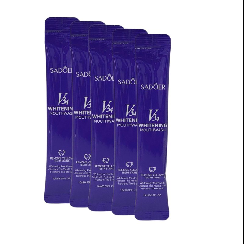 ENJUAGUE BUCAL BLANQUEADOR DE DIENTES 10MLX20UND, QUE REMUEVE EL AMARILLO DE LOS DIENTES AL INSTANTE, GARANTIZANDO UNA LIMPIEZA PROFUNDA Y ALIENTO FRESCO DURADERO SADOER