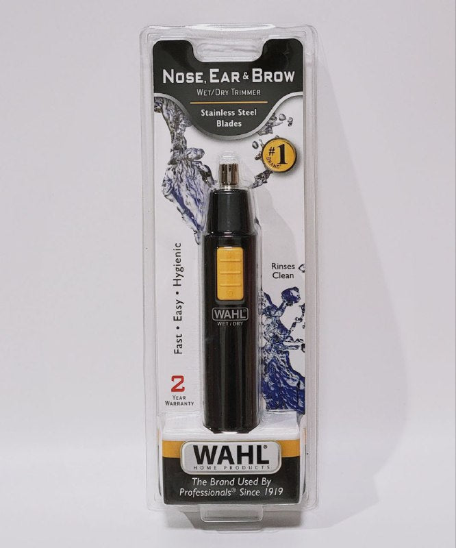 MAQUINA CORTADORA DE PELO DE LA NARIZ, OREJAS Y CEJAS EN SECO O HUMEDO, CUCHILLAS GIRATORIAS DE ACERO INOXIDABLE, SE ENJUAGAN CON AGUA CORRIENTE WAHL