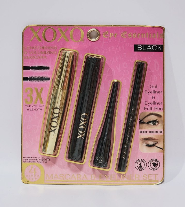 MASCARA PARA PESTAÑAS EN SET DE 4 PIEZAS, MASCARA Y DELINEADOR DE OSOS, AÑADE VOLUMEN Y LONGITUD A LAS PESTAÑAS XOXO, MASCARAS 5ML, DELINEADOR OJOS 1.5ML, DELINEADOR OJOS ROTULADOR 1ML