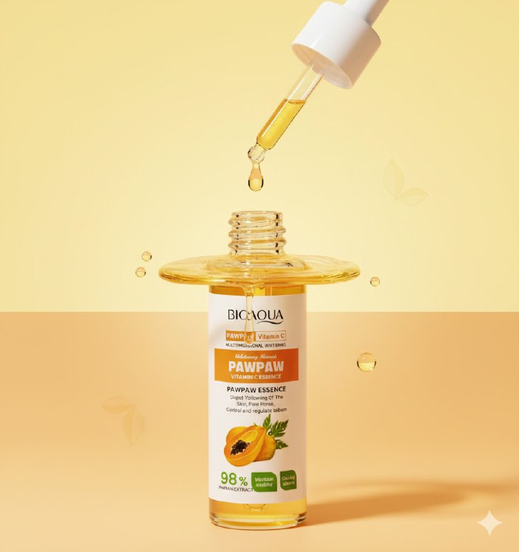 TONICO FACIAL ESENCIA HIDRATANTE DE VITAMINA C Y PAPAYA 20ML, ES UNA ESENCIA HIDRATANTE Y FRESCA QUE SE ABSORBE FACILMENTE, DEJA LA PIEL ILUMIONADA, SUAVE Y JOVEN BIOAQUA