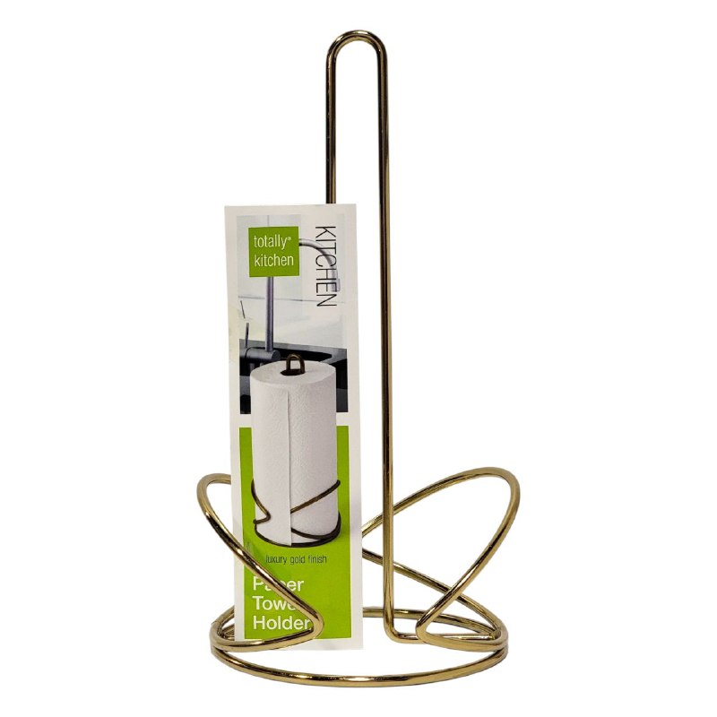 SOPORTE DE ALMACENAMIENTO PARA PAPEL TOALLA, METALICO PORTAPAPEL COLOR DORADO KITCHEN TOTALLY