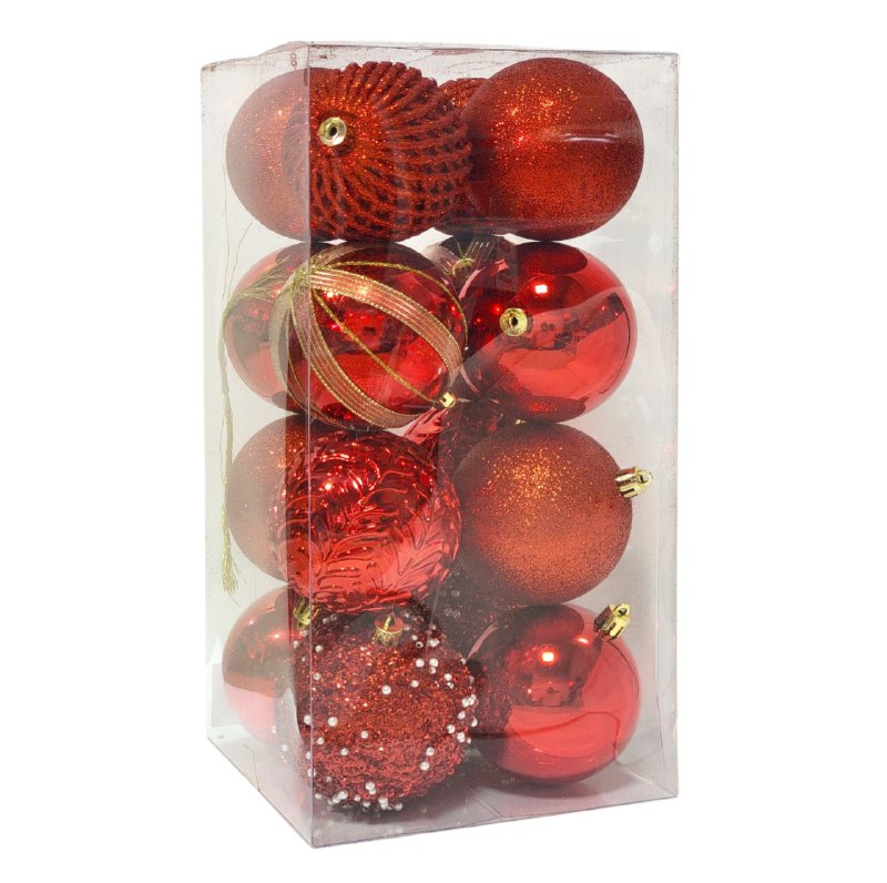 DECORACION ADORNO NAVIDEÑO PAQUETE DE 16 BOLAS DECORATIVAS, 8CM 49X49X65 IDEALES PARA DARLE UN TOQUE UNICO A TU ARBOL DE NAVIDAD