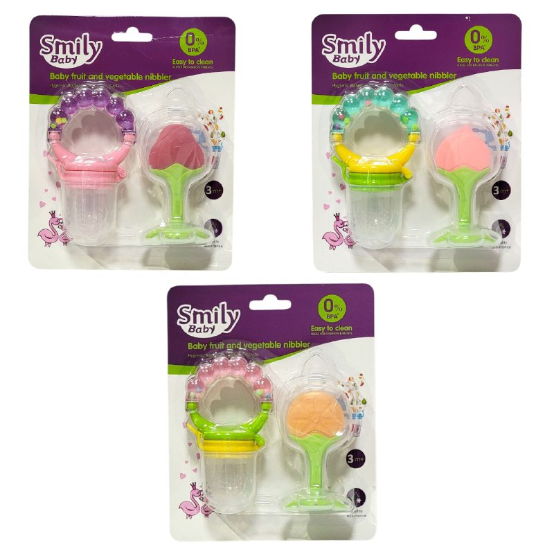 BIBERON CHUPON PARA BEBES DE ALIMENTACION Y MORDEDOR, FORMA SEGURA Y DIVERTIDA PARA ALIMENTAR A LOS BEBES SIN RIESGO DE ATRAGANTAMIENTO SMILY BABY 3 COLORES