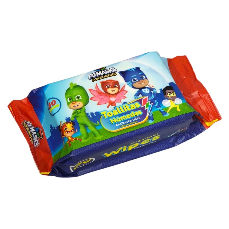 TOALLITAS HUMEDAS PARA NIÑOS ANTIBACTERIALES PJMASKS 80UND
