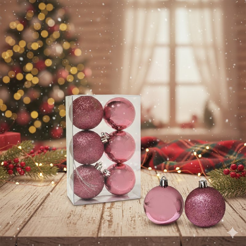 DECORACION ADORNO NAVIDEÑO PAQUETE DE 6 BOLAS DECORATIVAS, 6 CM 37X60X71 IDEALES PARA DARLE UN TOQUE UNICO A TU ARBOL DE NAVIDAD