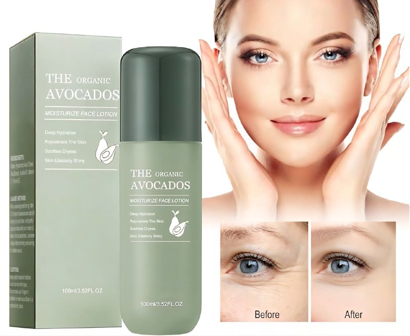 CREMA FACIAL DE AGUACATE, LOCION HIDRATANTE, TEXTURA HIDRATANTE, SUAVE Y ELASTICA SADOER THE ORGANIC AVOCADO 100ML
