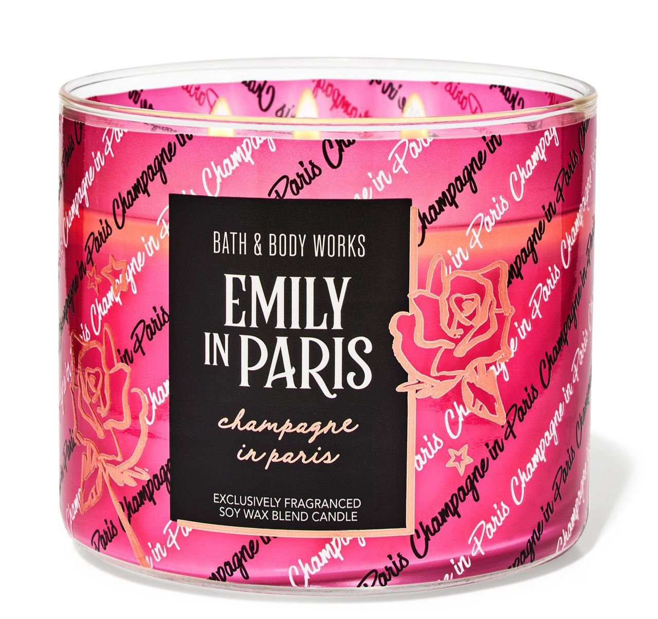 VELAS AROMATICAS DE MEZCLA DE CERA DE SOJA CON FRAGANCIA EXCLUSIVA CHAMPAN EN PARIS BATH & BODY WORKS EMILY IN PARIS