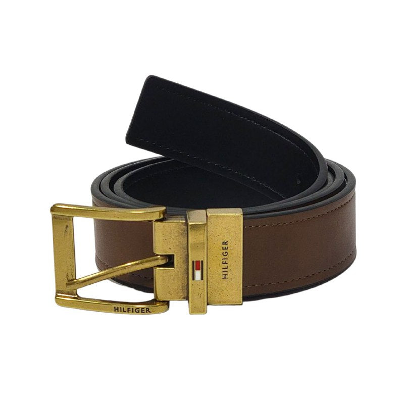 FAJA ORIGINAL TOMMY HILFIGER REVERSIBLE PARA CABALLERO COLOR NEGRO Y CAFÉ TALLA L 38-40