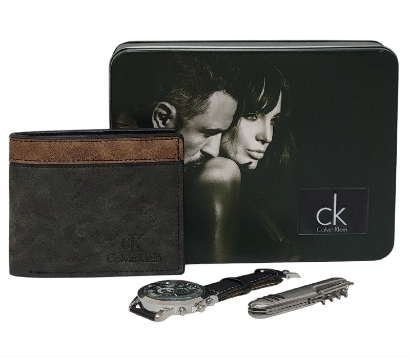 BILLETERA ECONÓMICA CALVIN KLEIN CON NAVAJA Y RELOJ